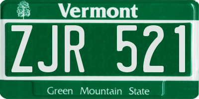 VT license plate ZJR521
