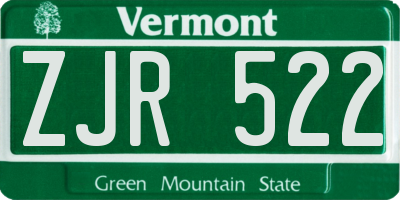 VT license plate ZJR522