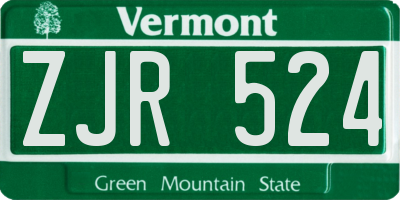 VT license plate ZJR524