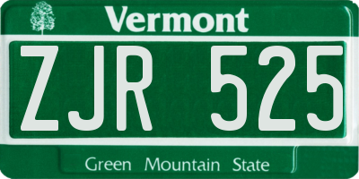 VT license plate ZJR525