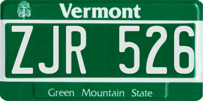 VT license plate ZJR526