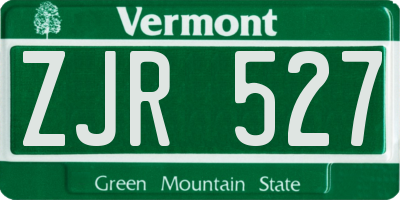 VT license plate ZJR527