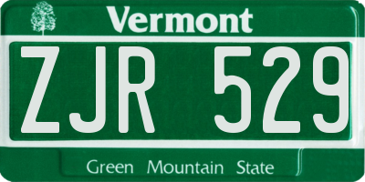 VT license plate ZJR529