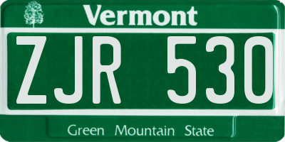 VT license plate ZJR530