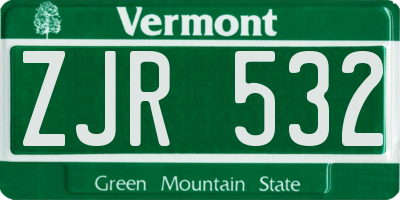 VT license plate ZJR532