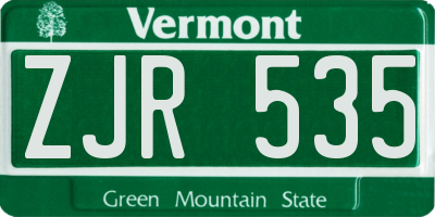 VT license plate ZJR535