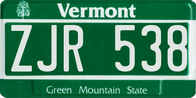 VT license plate ZJR538