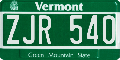 VT license plate ZJR540