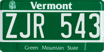 VT license plate ZJR543