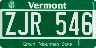 VT license plate ZJR546