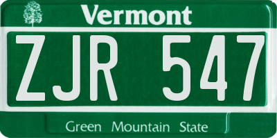 VT license plate ZJR547