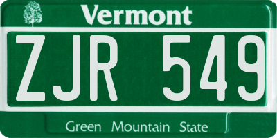 VT license plate ZJR549