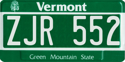 VT license plate ZJR552