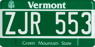 VT license plate ZJR553