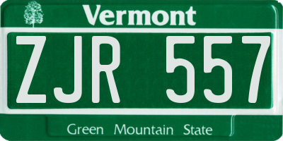 VT license plate ZJR557