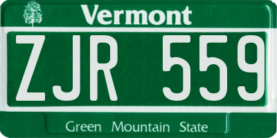 VT license plate ZJR559