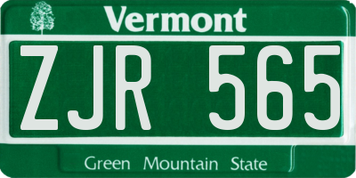 VT license plate ZJR565