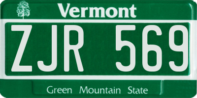 VT license plate ZJR569