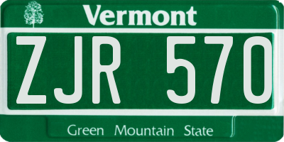 VT license plate ZJR570