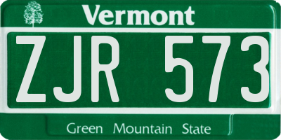VT license plate ZJR573