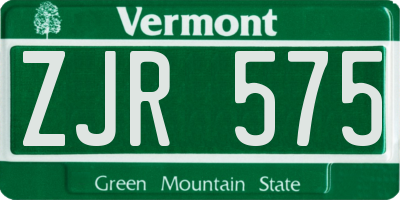 VT license plate ZJR575