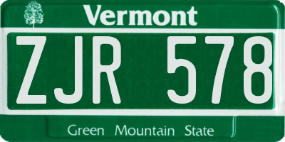 VT license plate ZJR578