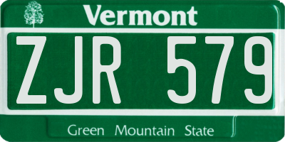 VT license plate ZJR579