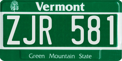 VT license plate ZJR581