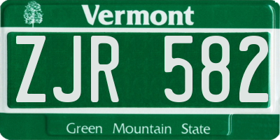 VT license plate ZJR582