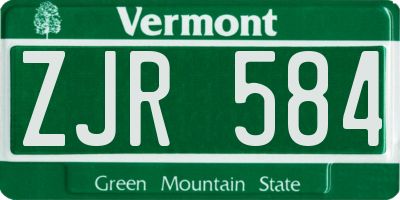 VT license plate ZJR584