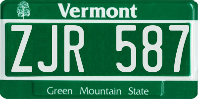VT license plate ZJR587