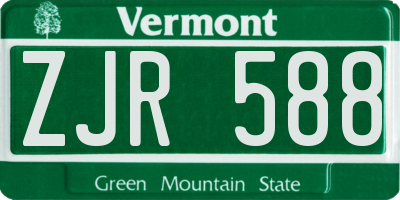 VT license plate ZJR588