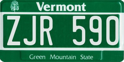 VT license plate ZJR590