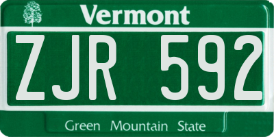 VT license plate ZJR592