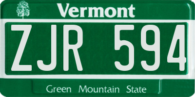 VT license plate ZJR594