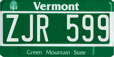 VT license plate ZJR599