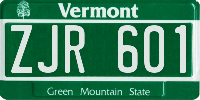 VT license plate ZJR601