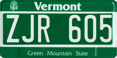 VT license plate ZJR605