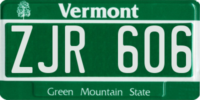 VT license plate ZJR606
