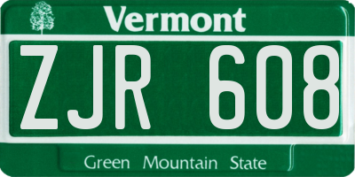VT license plate ZJR608