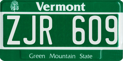 VT license plate ZJR609