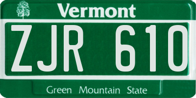 VT license plate ZJR610