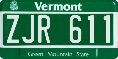 VT license plate ZJR611
