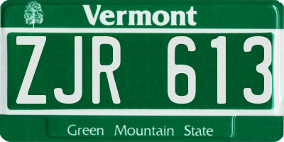 VT license plate ZJR613