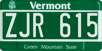 VT license plate ZJR615