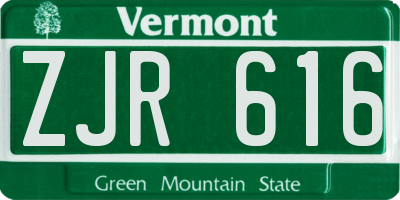 VT license plate ZJR616