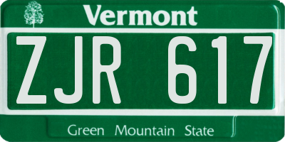 VT license plate ZJR617