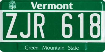 VT license plate ZJR618