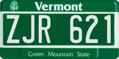 VT license plate ZJR621