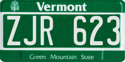 VT license plate ZJR623